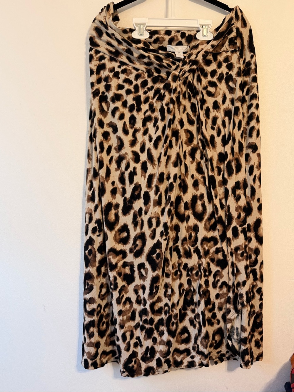 Chico's Animal/Leopard Print Front Twist Maxi Skirt Size 2 (12)